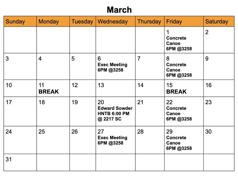 Calendar University of Iowa ASCE Student Chapter The University of Iowa